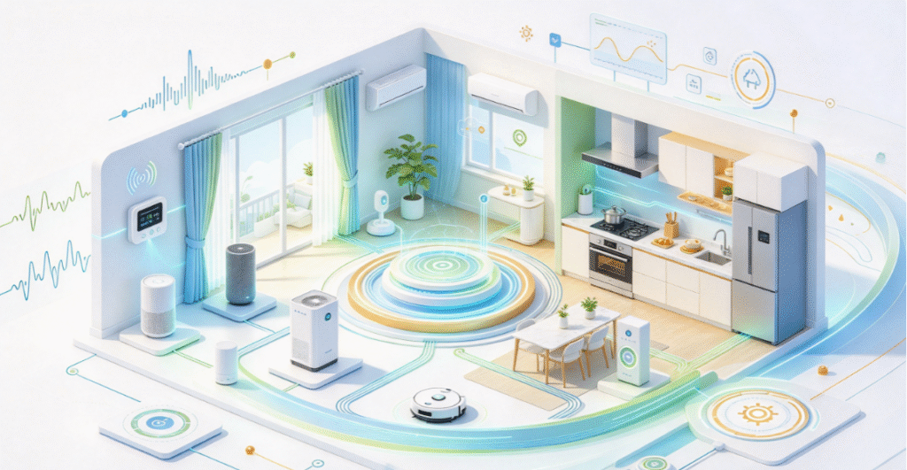 HomeEnv-Link: A Smart Home System for Environmental Monitoring and Household Appliance Feedback Control